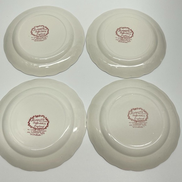 Vintage 1960s Ridgway Windsor Pink Pattern Dessert Pie Plate Transferware 6" Set - Picture 2 of 6